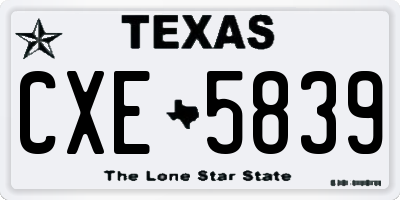TX license plate CXE5839