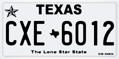 TX license plate CXE6012