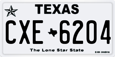 TX license plate CXE6204