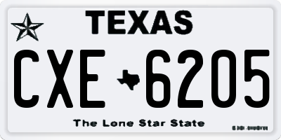 TX license plate CXE6205