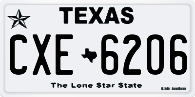 TX license plate CXE6206