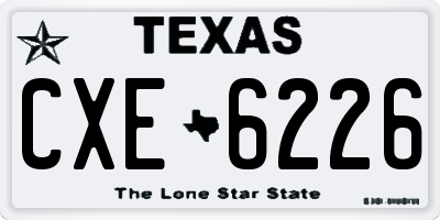 TX license plate CXE6226