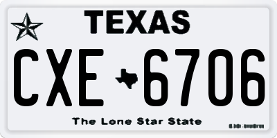 TX license plate CXE6706