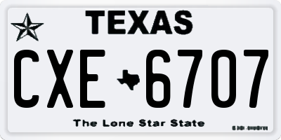 TX license plate CXE6707