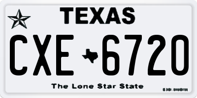 TX license plate CXE6720