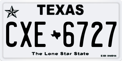 TX license plate CXE6727