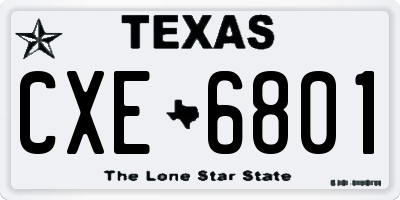 TX license plate CXE6801