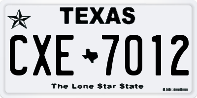 TX license plate CXE7012
