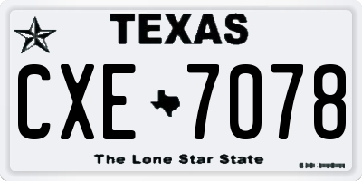 TX license plate CXE7078