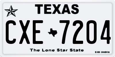 TX license plate CXE7204