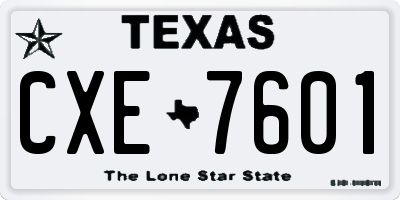TX license plate CXE7601
