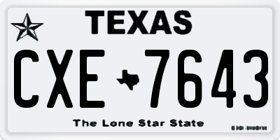 TX license plate CXE7643