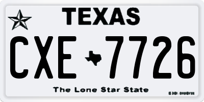 TX license plate CXE7726