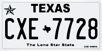 TX license plate CXE7728