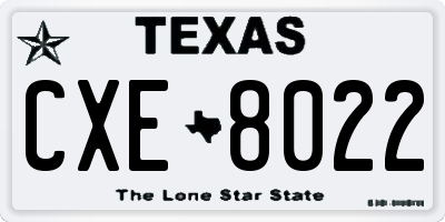 TX license plate CXE8022