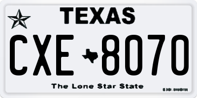 TX license plate CXE8070