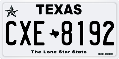 TX license plate CXE8192