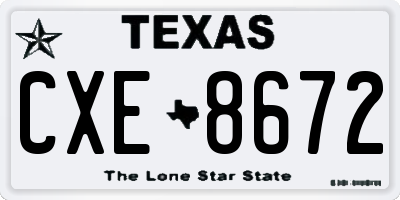 TX license plate CXE8672