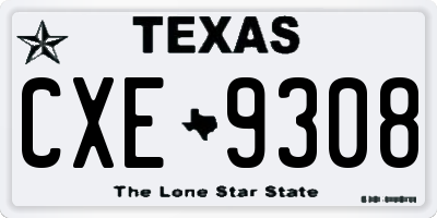 TX license plate CXE9308