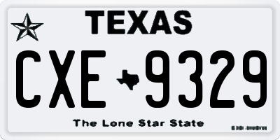 TX license plate CXE9329