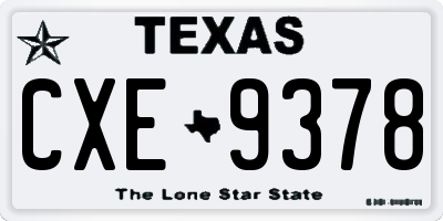 TX license plate CXE9378