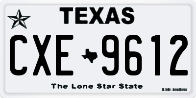 TX license plate CXE9612