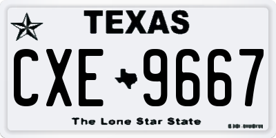 TX license plate CXE9667