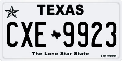 TX license plate CXE9923