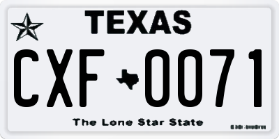 TX license plate CXF0071