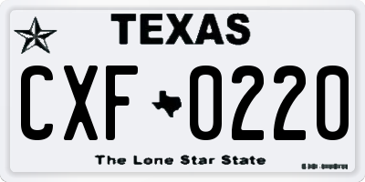 TX license plate CXF0220
