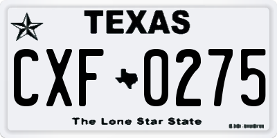 TX license plate CXF0275