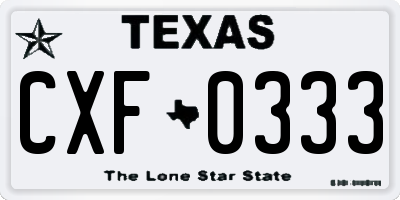 TX license plate CXF0333