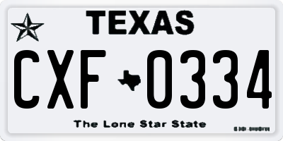 TX license plate CXF0334