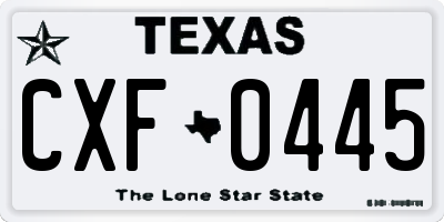 TX license plate CXF0445