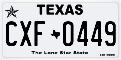 TX license plate CXF0449