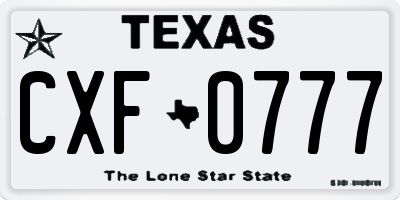 TX license plate CXF0777