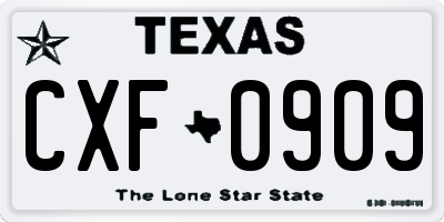 TX license plate CXF0909