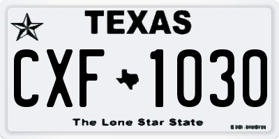 TX license plate CXF1030