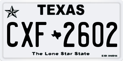 TX license plate CXF2602