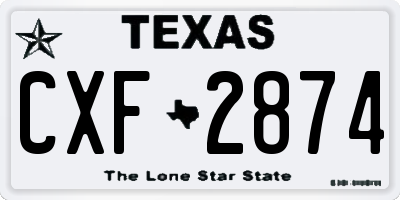 TX license plate CXF2874