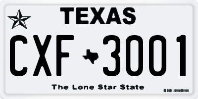 TX license plate CXF3001