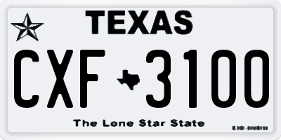 TX license plate CXF3100