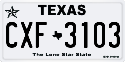 TX license plate CXF3103
