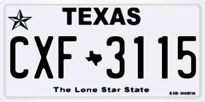 TX license plate CXF3115