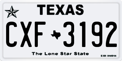 TX license plate CXF3192