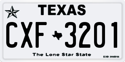 TX license plate CXF3201
