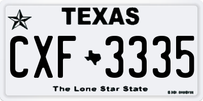 TX license plate CXF3335