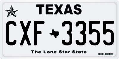 TX license plate CXF3355