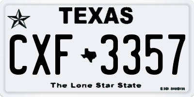 TX license plate CXF3357