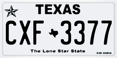 TX license plate CXF3377